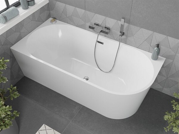 Luxury Mia szabadon álló fürdökád akril balos 150 x 75 cm, fehér, leeresztö króm - 52691507500L Térben álló kád