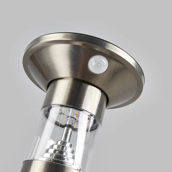Lindby Jalisa LED állólámpa, 54 cm, napelemes, érzékelős, szolár, Alu / szürke / cink, Rozsdamentes acél, Modern