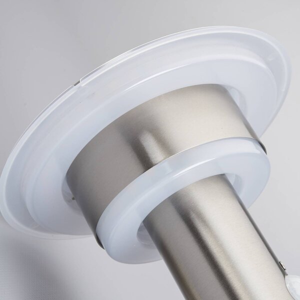 Lindby LED kültéri fali világítás Lillie, érzékelő, magasság 19 cm, Alu / szürke / cink, Rozsdamentes acél, Modern