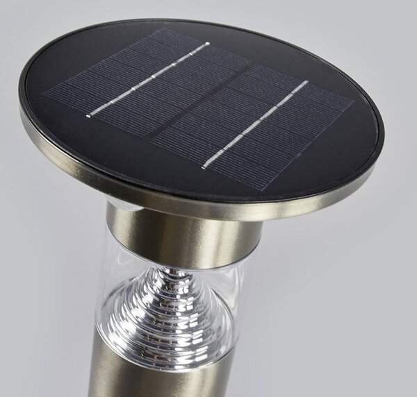 Lindby Jalisa LED állólámpa, 54 cm, napelemes, érzékelős, szolár, Alu / szürke / cink, Rozsdamentes acél, Modern
