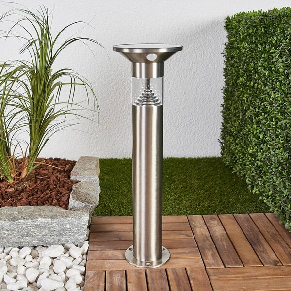 Lindby Jalisa LED állólámpa, 54 cm, napelemes, érzékelős, szolár, Alu / szürke / cink, Rozsdamentes acél, Modern