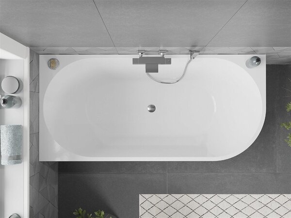 Luxury Mia szabadon álló fürdökád akril balos 170 x 80 cm, fehér, leeresztö króm - 52691708000L Térben álló kád