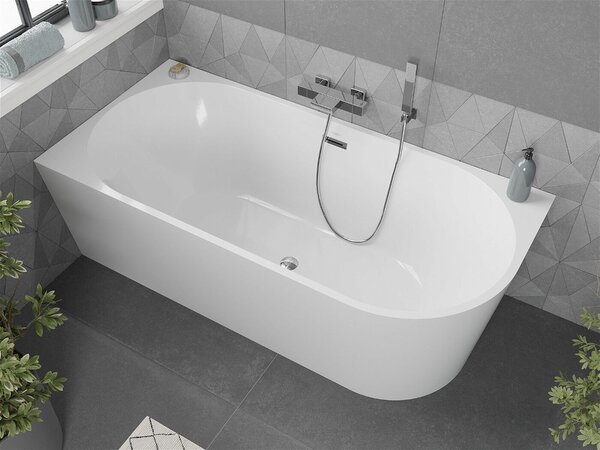 Luxury Mia szabadon álló fürdökád akril balos 170 x 80 cm, fehér, leeresztö króm - 52691708000L Térben álló kád
