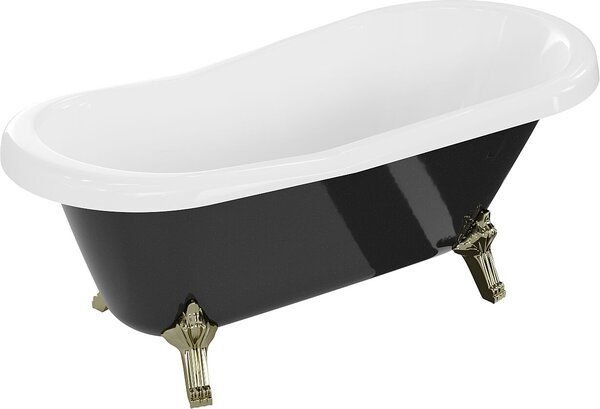 Luxury Retro szabadon álló fürdökád akril 150 x 73 cm, fehér/fekete, láb arany - 53251507375-50 Térben álló kád