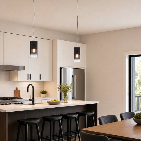 Trio Lighting Robin függesztett lámpa DUOline-hoz, fekete/füstszürke, dimmelhető, Fekete, Nappali / Étkező, fém, Modern