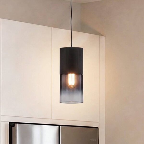 Trio Lighting Robin függesztett lámpa DUOline-hoz, fekete/füstszürke, dimmelhető, Fekete, Nappali / Étkező, fém, Modern