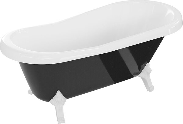 Luxury Retro szabadon álló fürdökád akril 150 x 73 cm, fehér/fekete, láb fehér - 53251507375-20 Térben álló kád