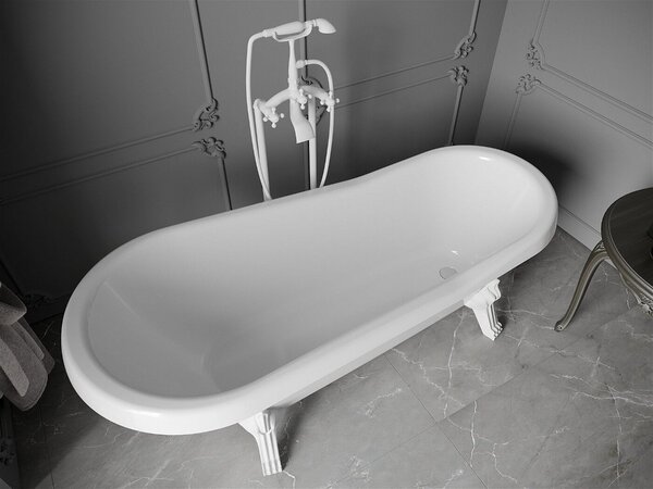 Luxury Retro szabadon álló fürdökád akril 170 x 75 cm, fehér, láb fehér - 53251707500-20 Térben álló kád