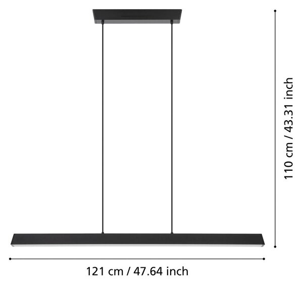 EGLO connect Simolaris-Z LED függő lámpa, 122 cm, dimmelhető, Fekete, Nappali / Étkező, fém, Modern