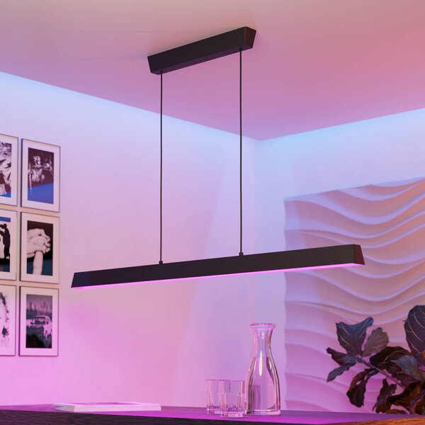 EGLO connect Simolaris-Z LED függő lámpa, 122 cm, dimmelhető, Fekete, Nappali / Étkező, fém, Modern