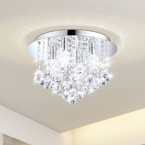 EGLO Almonte LED mennyezeti lámpa függővel, 35cm, Króm / ezüst, Nappali / Étkező, Kristály