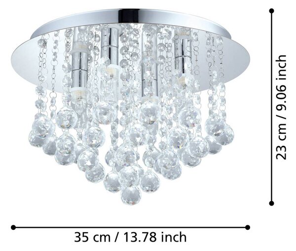 EGLO Almonte LED mennyezeti lámpa függővel, 35cm, Króm / ezüst, Nappali / Étkező, Kristály