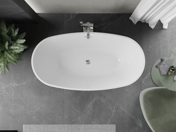Luxury Eris szabadon álló fürdökád akril 155 x 80 cm, fehér/fekete, leeresztö króm - 53441558075 Térben álló kád
