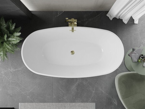 Luxury Eris szabadon álló fürdökád akril 170 x 85 cm, fehér/fekete, leeresztö arany - 53441708575-G Térben álló kád