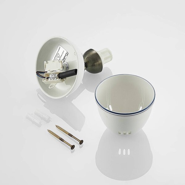 Lindby reflektor Eneas, magasság 16 cm, fehér, egylángú, kerámia, dimmelhető, Fehér / opál, Nappali / Étkező, Kerámia, Vidéki otthon / Rusztikus