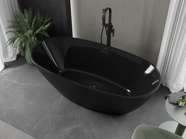 Luxury Eris szabadon álló fürdökád akril 170 x 85 cm, fekete, leeresztö fekete - 53441708570-B Térben álló kád