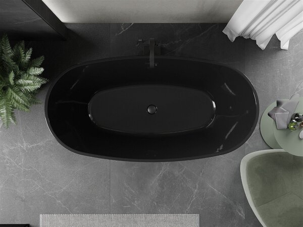 Luxury Eris szabadon álló fürdökád akril 170 x 85 cm, fekete, leeresztö fekete - 53441708570-B Térben álló kád