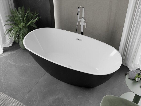 Luxury Eris szabadon álló fürdökád akril 170 x 85 cm, fehér/fekete - 53441708575 Térben álló kád