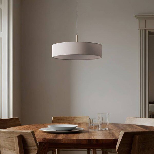 Lindby Sebatin lógó világítás, Ø 50 cm, fehér, szövet, E27, dimmelhető, Krém / borostyánsárga, Konyha, Textil / szövet / selyem, Modern