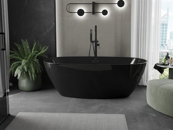 Luxury Eris szabadon álló fürdökád akril 170 x 85 cm, fekete, leeresztö fekete - 53441708570-B Térben álló kád