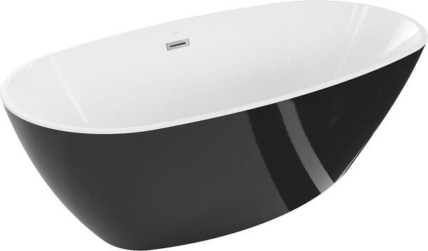 Luxury Eris szabadon álló fürdökád akril 170 x 85 cm, fehér/fekete - 53441708575 Térben álló kád