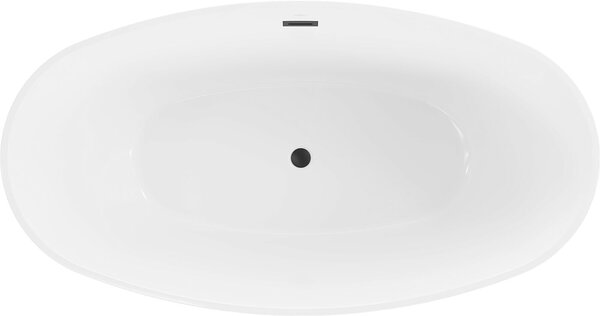 Luxury Eris szabadon álló fürdökád akril 180 x 95 cm, fehér/fekete, leeresztö fekete - 53441809575-B Térben álló kád