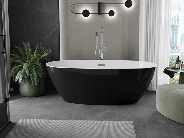 Luxury Eris szabadon álló fürdökád akril 170 x 85 cm, fehér/fekete - 53441708575 Térben álló kád