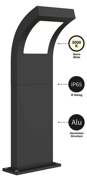 Arcchio Advik LED ösvény lámpa, IP65, 60 cm, antracit, fém, Fekete, Alumínium, Modern