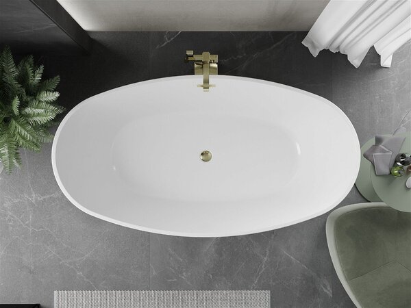 Luxury Eris szabadon álló fürdökád akril 180 x 95 cm, fehér, leeresztö arany - 53441809500-G Térben álló kád