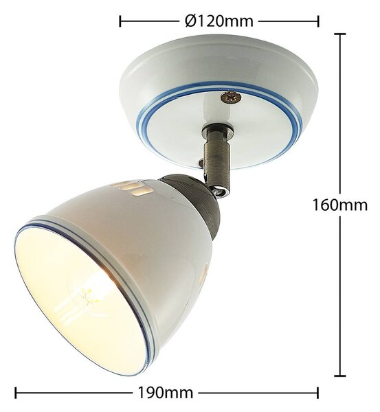 Lindby reflektor Eneas, magasság 16 cm, fehér, egylángú, kerámia, dimmelhető, Fehér / opál, Nappali / Étkező, Kerámia, Vidéki otthon / Rusztikus