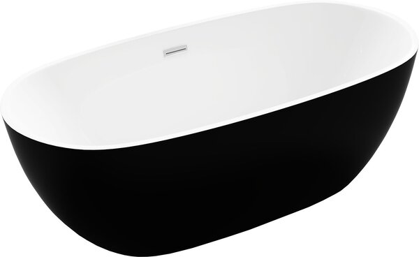 Luxury Eris szabadon álló fürdökád akril 170 x 85 cm, fehér/fekete - 53441708575 Térben álló kád