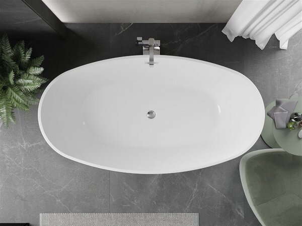 Luxury Eris szabadon álló fürdökád akril 180 x 95 cm, fehér/fekete, leeresztö króm - 53441809575 Térben álló kád