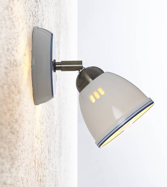 Lindby reflektor Eneas, magasság 16 cm, fehér, egylángú, kerámia, dimmelhető, Fehér / opál, Nappali / Étkező, Kerámia, Vidéki otthon / Rusztikus