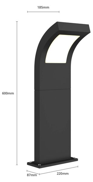 Arcchio Advik LED ösvény lámpa, IP65, 60 cm, antracit, fém, Fekete, Alumínium, Modern