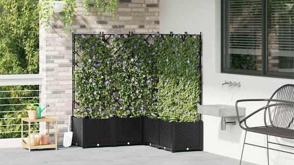 Kerti cserép 5 db Fekete 120 x 120 x 143 cm PP