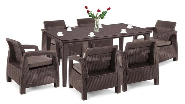 Corfu Big duo kerti bútor garnitúra futura asztallal barna