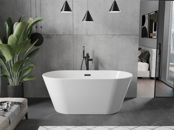 Luxury Flavia szabadon álló fürdökád akril 150 x 75 cm, fehér, leeresztö fekete - 54031507500-B Térben álló kád