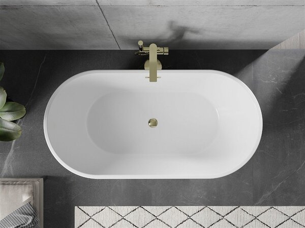 Luxury Flavia szabadon álló fürdökád akril 150 x 75 cm, fehér, leeresztö arany - 54031507500-G Térben álló kád