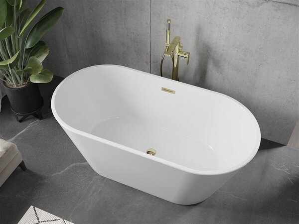 Luxury Flavia szabadon álló fürdökád akril 150 x 75 cm, fehér, leeresztö arany - 54031507500-G Térben álló kád
