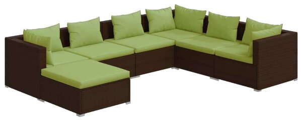 Polyrattan Kerti Ülőgarnitúra - 7 részes - Barna