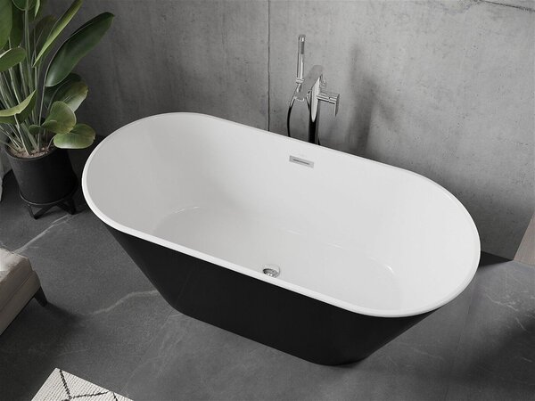 Luxury Flavia szabadon álló fürdökád akril 160 x 80 cm, fehér/fekete - 54031608075 Térben álló kád