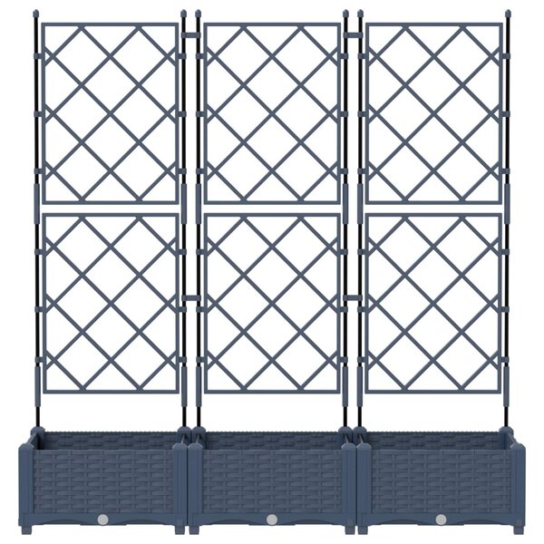 Kerti cserép 3 db Szürke 120 x 40 x 125,5 cm PP