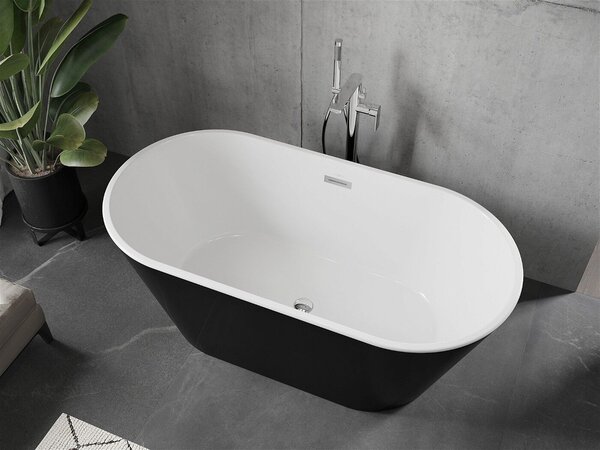 Luxury Flavia szabadon álló fürdökád akril 150 x 75 cm, fehér/fekete - 54031507575 Térben álló kád