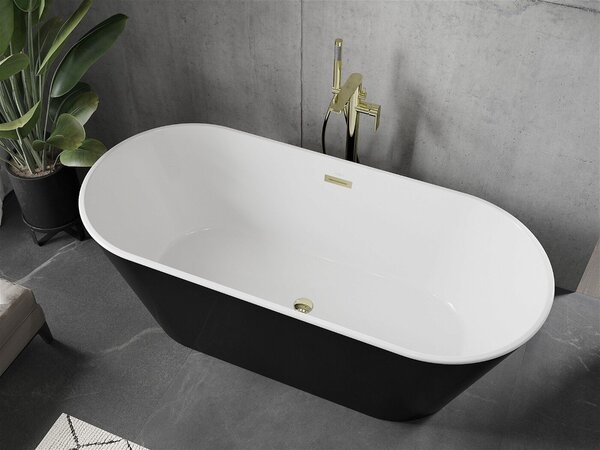 Luxury Flavia szabadon álló fürdökád akril 170 x 75 cm, fehér/fekete, leeresztö arany - 54031708075-G Térben álló kád