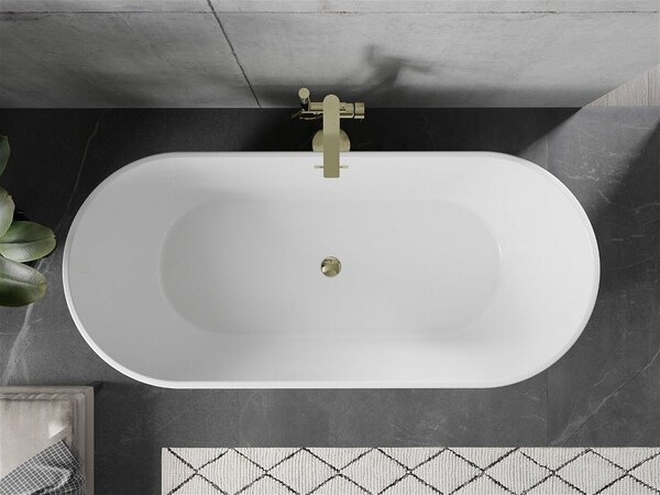 Luxury Flavia szabadon álló fürdökád akril 170 x 75 cm, fehér/fekete, leeresztö arany - 54031708075-G Térben álló kád