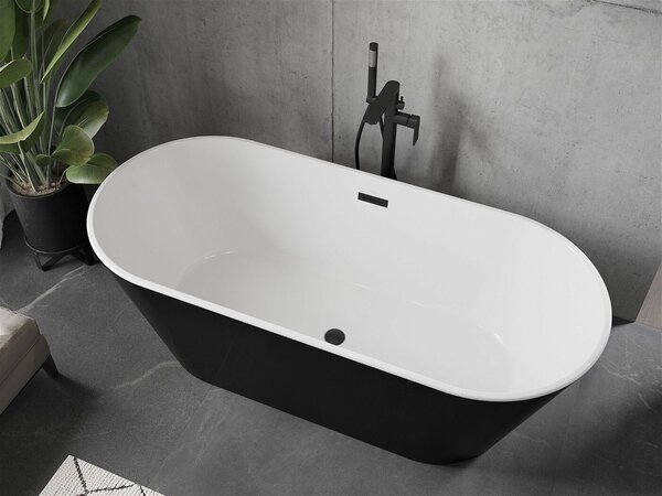 Luxury Flavia szabadon álló fürdökád akril 170 x 75 cm, fehér/fekete, leeresztö fekete - 54031708075-B Térben álló kád