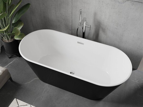 Luxury Flavia szabadon álló fürdökád akril 170 x 80 cm, fehér/fekete - 54031708075 Térben álló kád