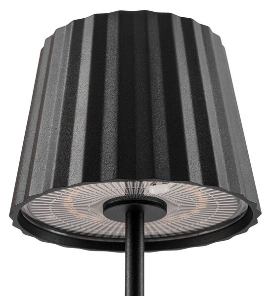 Lindby LED tölthető asztali világítás Esali, fekete, fém, IP65, dimmelhető, Fekete, Nappali / Étkező, Alumínium, Modern