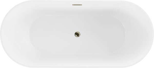 Luxury Flavia szabadon álló fürdökád akril 170 x 75 cm, fehér/fekete, leeresztö arany - 54031708075-G Térben álló kád