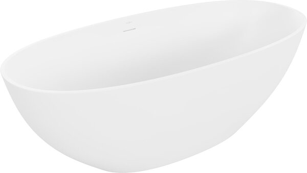 Luxury Bari szabadon álló fürdökád öntött márvány 165 x 75 cm, fehér mat - 57221657500 Térben álló kád